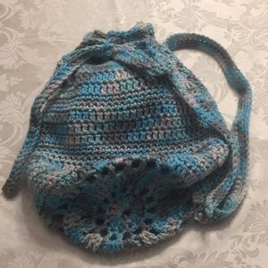 Crocheted Drawstring Bookbag style pocketbook 🧶